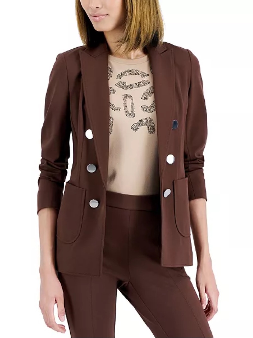 🌻NEW w/tags Anne Klein Compression Faux Double Breasted Blazer Stretch Size L